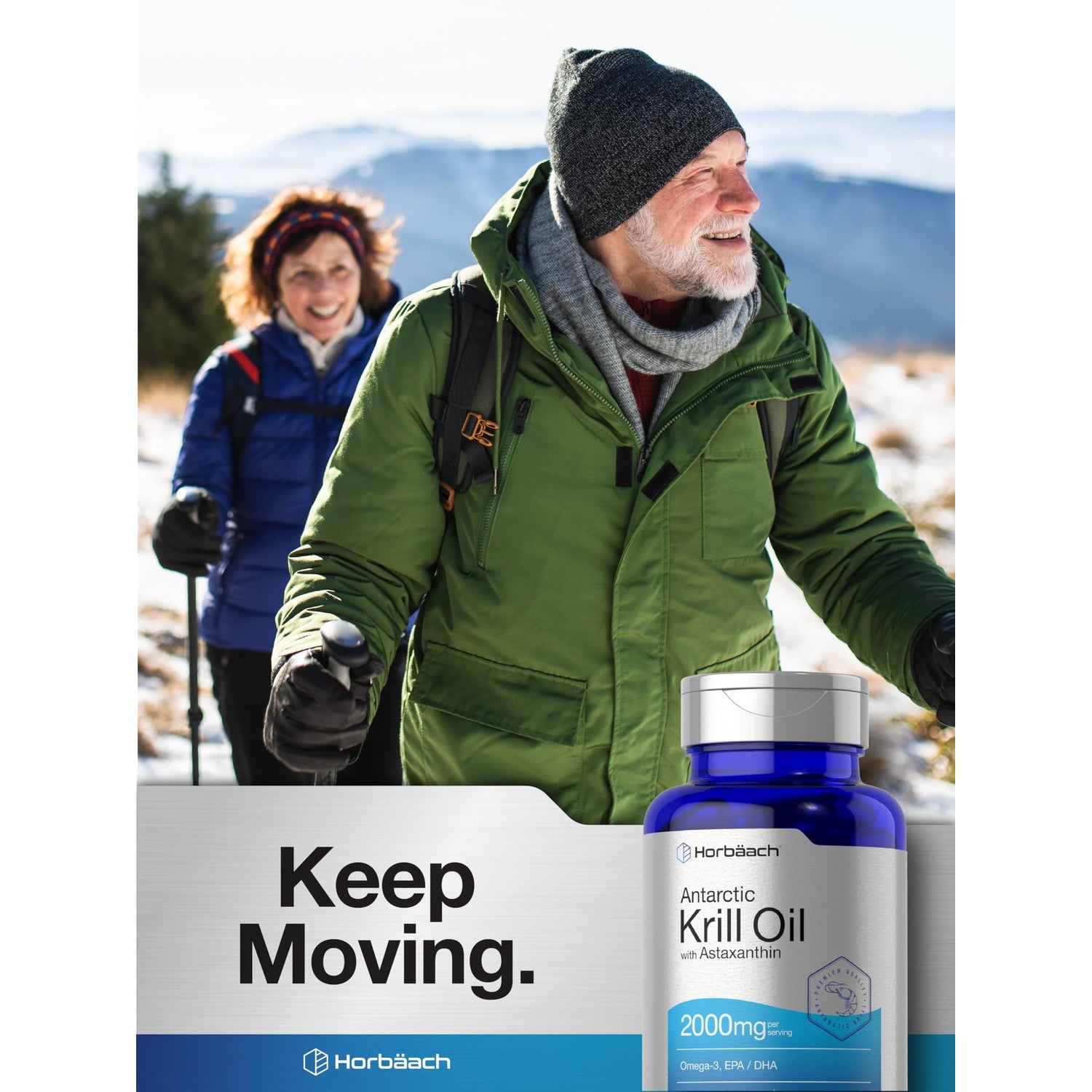 Horbäach Antarctic Krill Oil 2000mg | 60 Softgel Capsules | Omega-3, EPA, DHA Supplement | with Astaxanthin | Non-GMO, Gluten Free