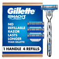 Gillette Mach3 Turbo Razors for Men, 1 Handle, 4 Blade Refills