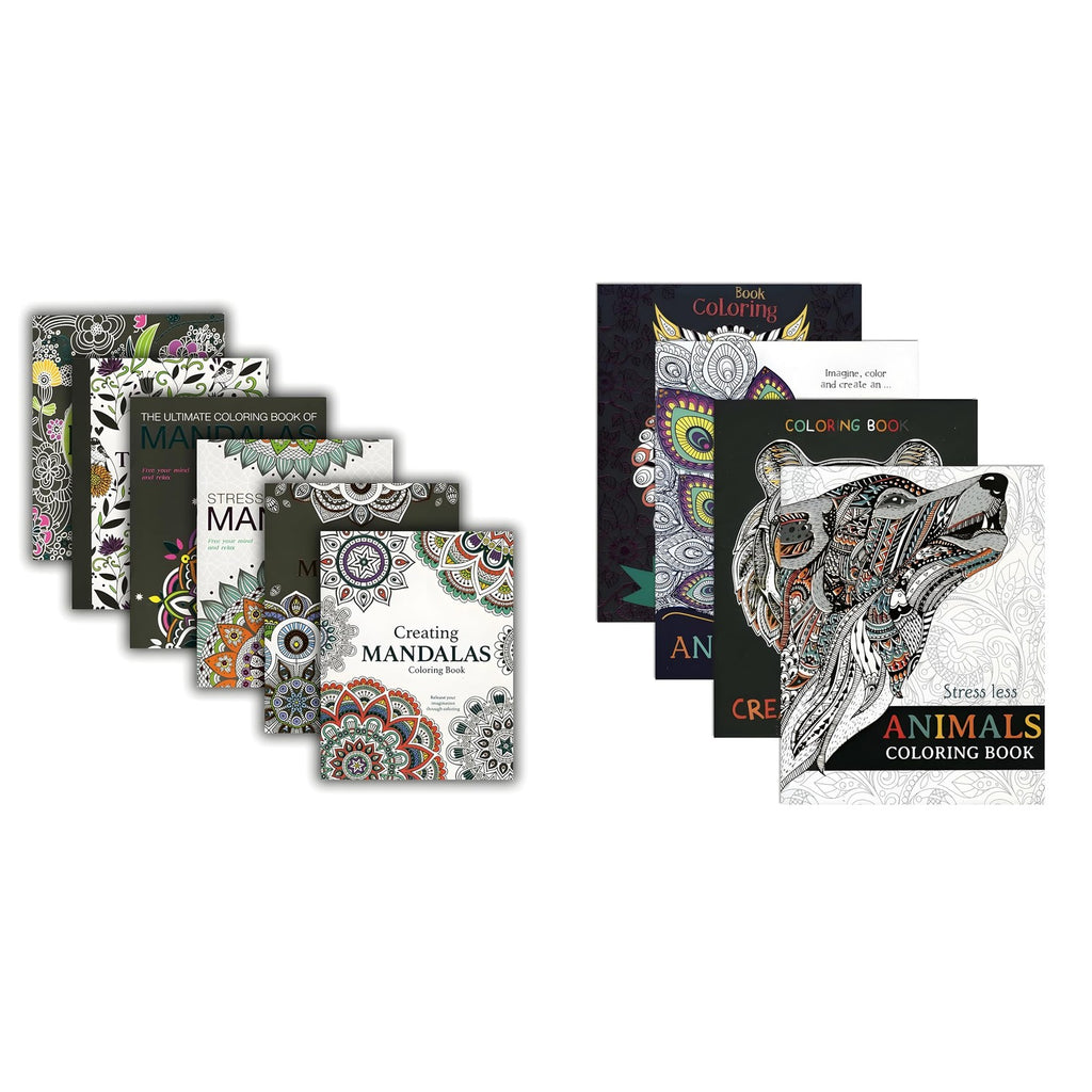 Adult Coloring Book Bundle with 10 Deluxe Coloring Books for Adults and Teens (Over 250 Stress Relieving Patterns).