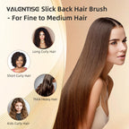 Boar Bristle Slick Back Hair Brush, Teasing Hair Brush with Black Carbon Fiber and Stainless Steel Tail Comb, Slick Hair Brush Set for Parting and Sectioning, Suitable for All Styling