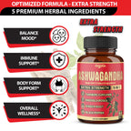 90 Capsules - Ashwagandha Supplement Capsules - Ginger Root, Turmeric, Rhodiola Rosea & Black Pepper