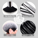 Makeup Brushes Set, Mlemle Professional 25 Pcs Makeup Kit, Include Foundation Powder Blush Concealers Eye shadows 21 Pcs Makeup Brushes and 2 Powder Puff, 2 Makeup Sponge(B01-Black)