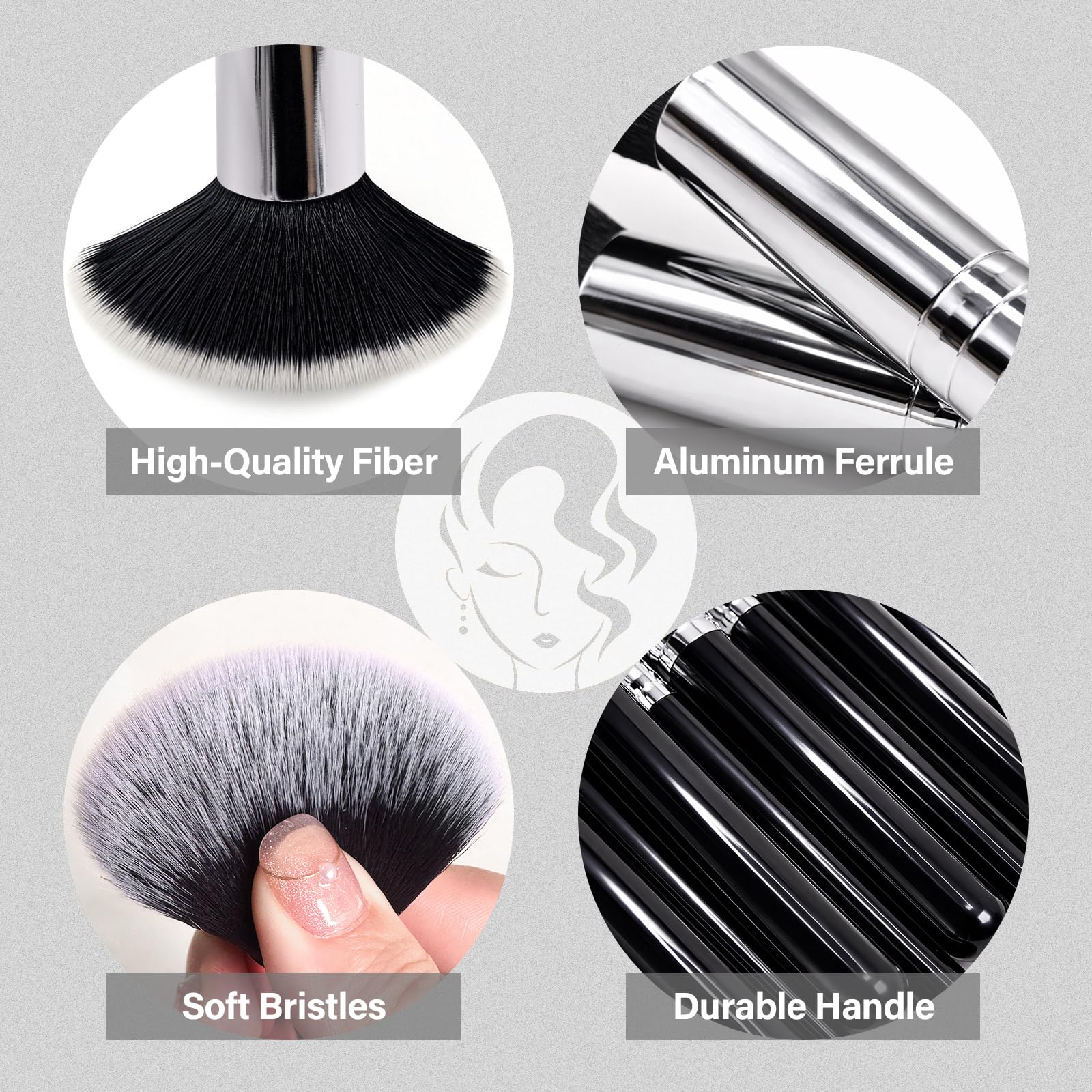 Makeup Brushes Set, Mlemle Professional 25 Pcs Makeup Kit, Include Foundation Powder Blush Concealers Eye shadows 21 Pcs Makeup Brushes and 2 Powder Puff, 2 Makeup Sponge(B01-Black)