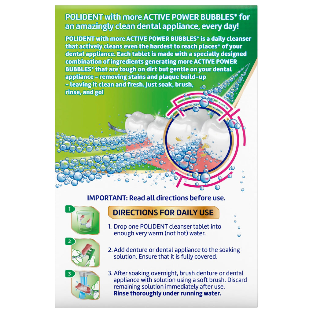 Polident Antibacterial Dental Appliance Cleanser Tablets, 60 Count
