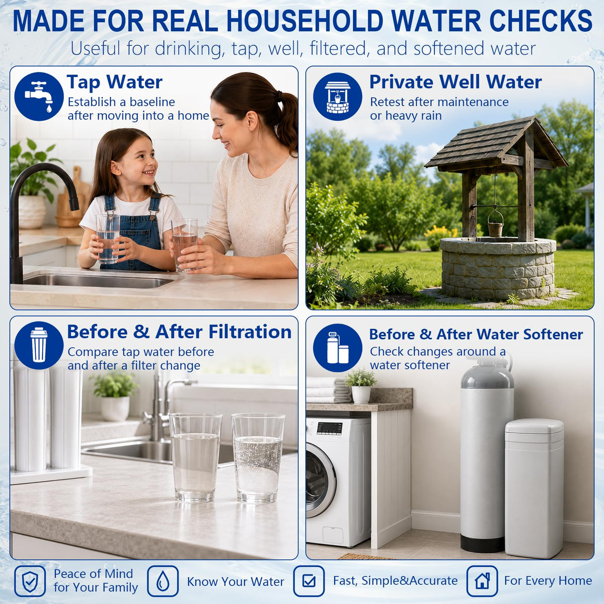 26 in 1 Water Test Kit for Drinking Water 158 Strips, Upgraded Home Water Testing Strips for Well & Tap Water, Detects Hardness, Chlorine, pH, Lead, Iron, Copper & Multiple Water Quality Contaminants