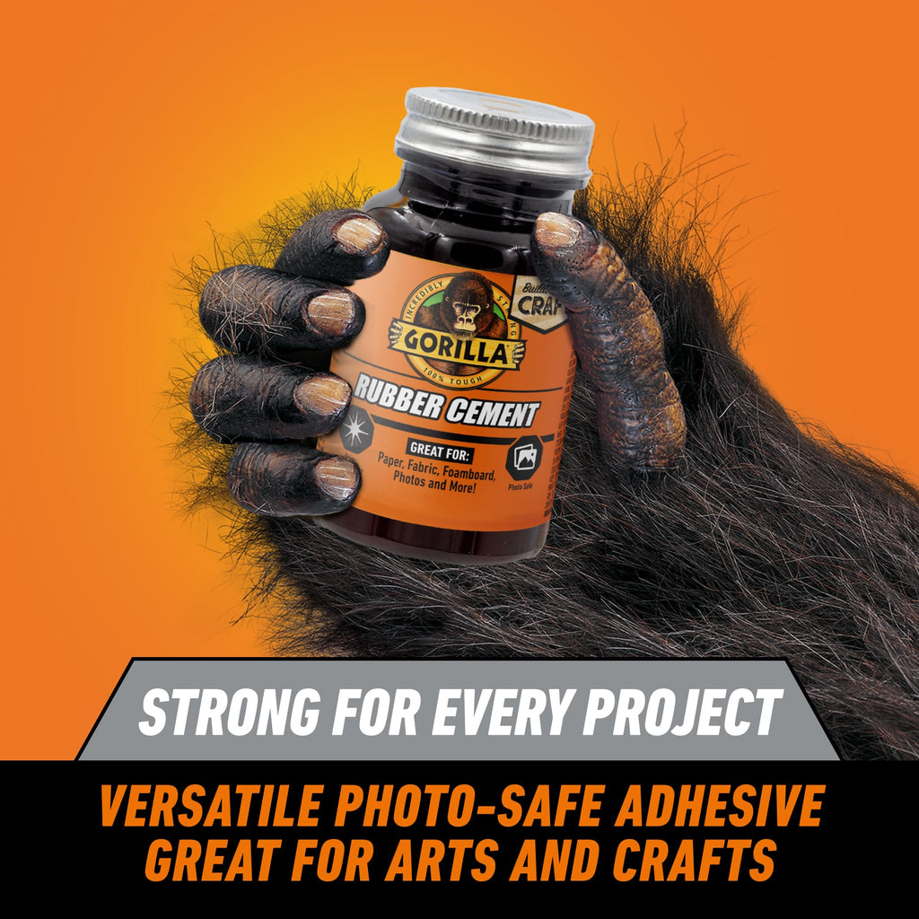 Gorilla Rubber Cement with Brush Applicator, Photo Safe, 4 fl oz, 2-Pack
