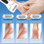 Callus Remover for Feet, Electric Foot Callus Remover Waterproof with 3 Rollers 2 Speed Battery Display,17 in1 Rechargeable Foot File Pedicure Kits for Dead Hard Cracked Dry Skin（White