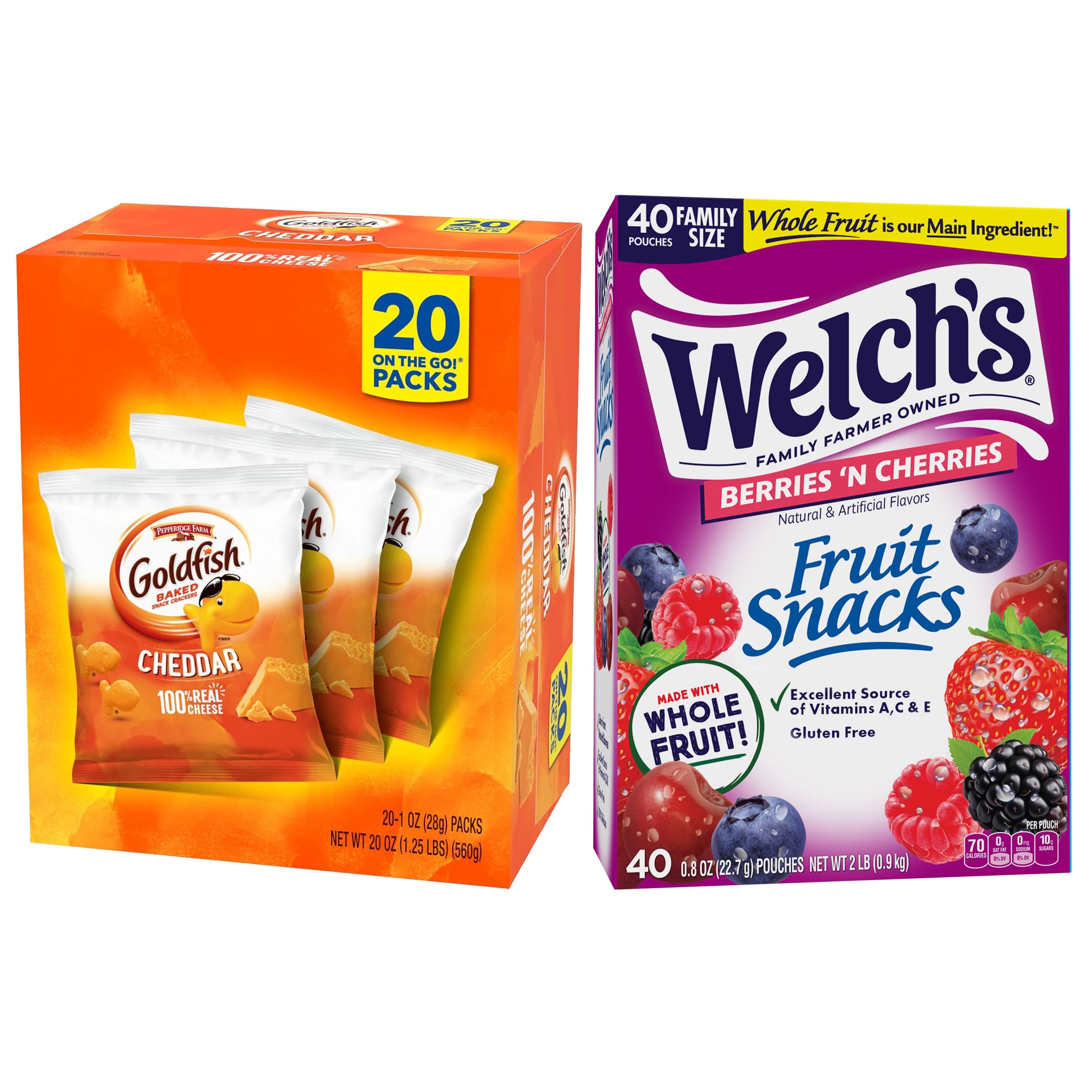 Buy now Welch's Fruit Snacks, Mixed Fruit Snack Box, Gluten Free, 0.8oz Snack Packs (Pack of 40) Goldfish Cheddar & Welch's Fruit Snacks Bundle Pack at indiglob india