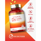 Carlyle Vitamin D3 2000IU Softgels | 400 Count | 50 mcg | Non-GMO, Gluten Free Formula | Vitamin D Supplement