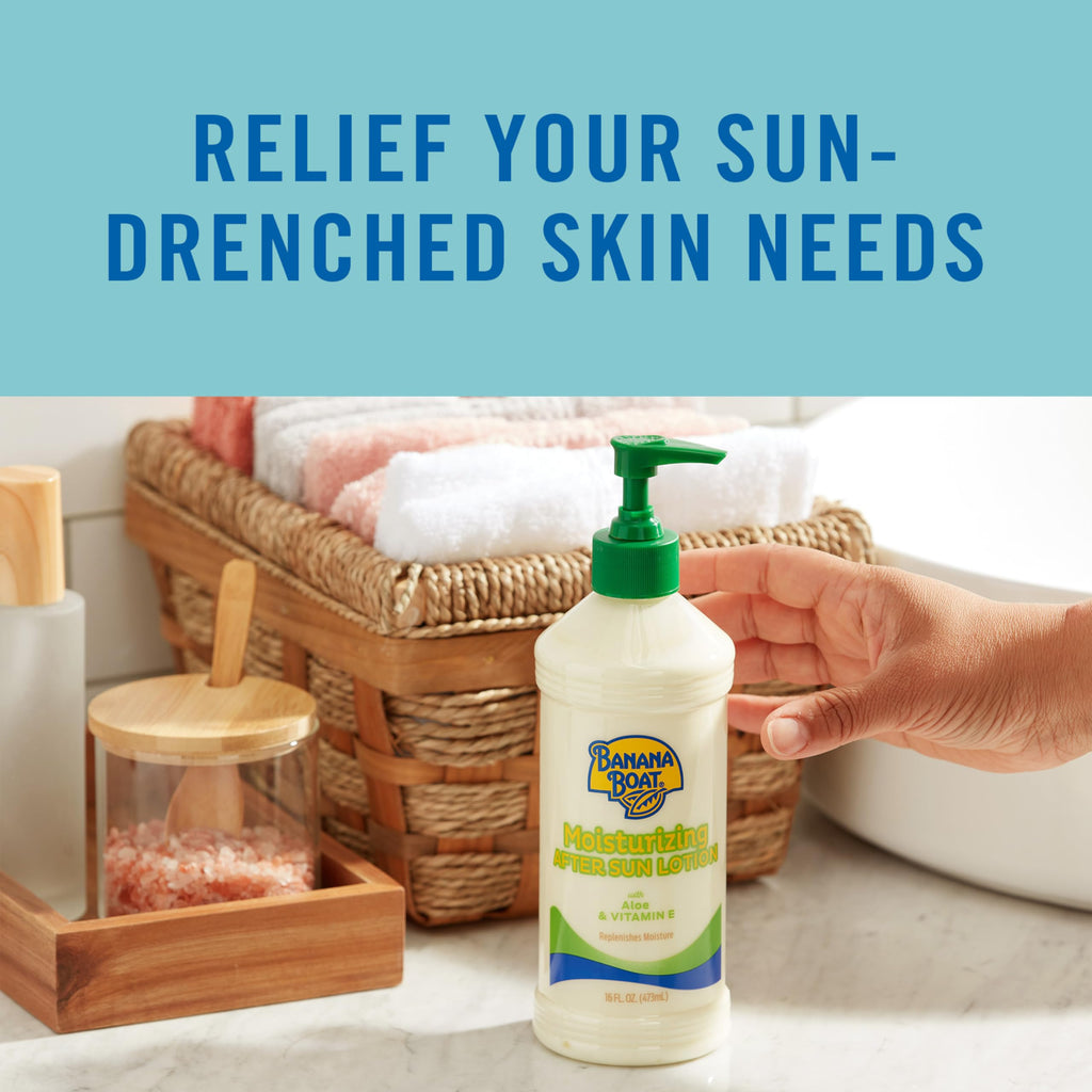 Banana Boat Moisturizing After Sun Lotion with Aloe, 16 Fl Oz | After sun care moisturizer, Tan extender lotion, Contains aloe and Vitamin E, 12 hour skin hydration