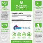 Buy now OmniBiotics Organic Milk Thistle Supplement 1500mg â€“ 4X Concentrated Extract with Silymarin â€“ High Potency Liver Detox & Support â€“ 120 Vegan Capsules at indiglob india