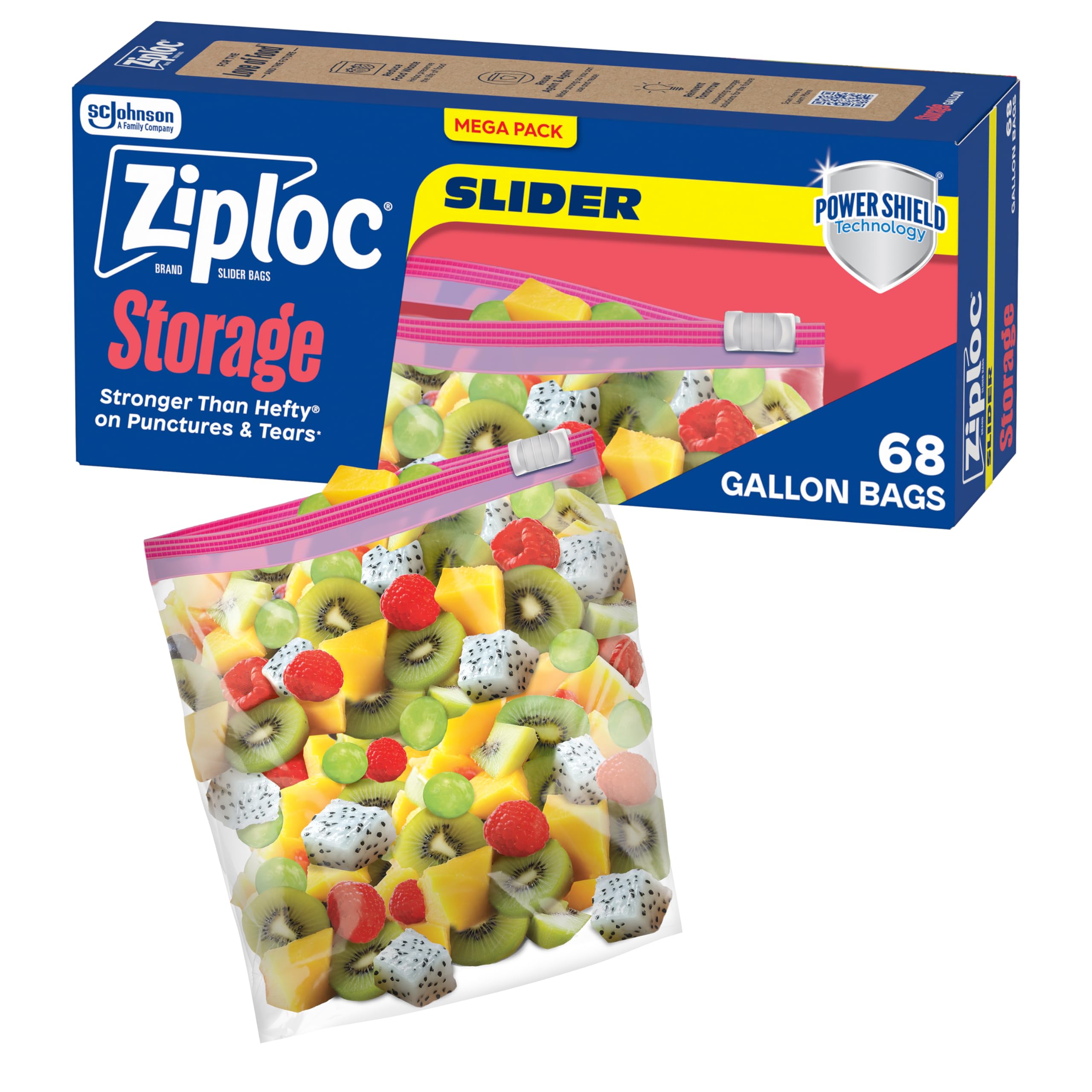 Buy now Ziploc Gallon Food Storage Slider Bags, Power Shield Technology for More Durability, 68 Count 68 Count at indiglob india