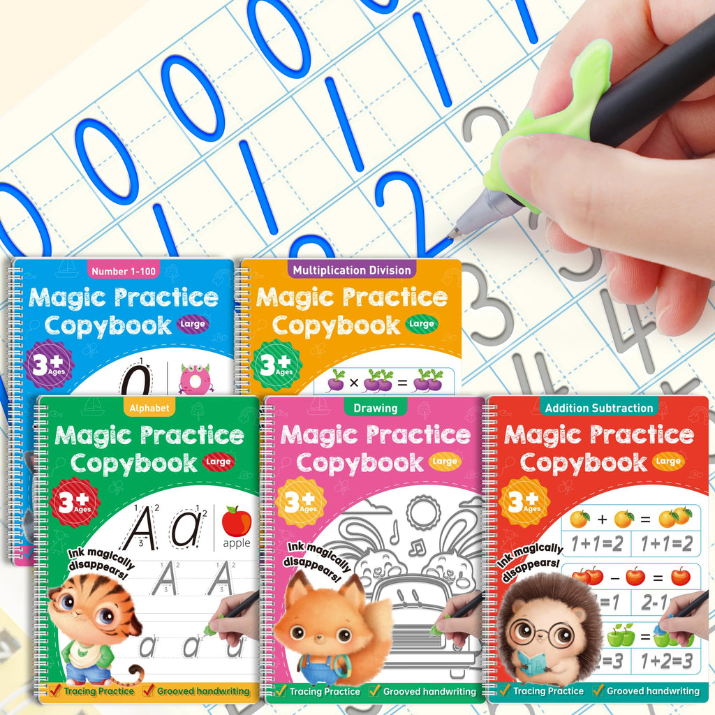 Large Magic Grooved Writing Practice Books for Kids 3-8 Learn to Write