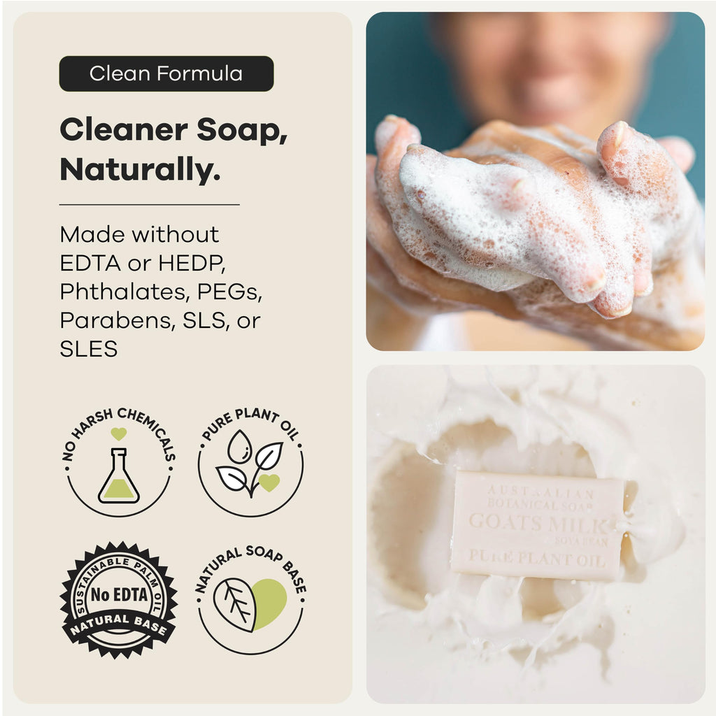 Australian Botanical Soap 6.6 OZ, Pack of 8, Goat Milk Soap Bars with Soya Bean Oil, Enriched with Organic Shea Butter, Suitable for All Skin Types, Packaging May Vary