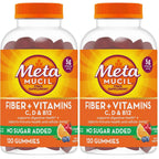 Metamucil Fiber Gummies for Adults with Vitamins C, D, B12 for Metabolism, No Sugar Added Citrus Berry Flavor, 5g Plant Based Prebiotic Fiber Supplement Blend, 120 Count