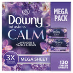 Buy now Downy Infusions Dryer Sheets Laundry Fabric Softener, Calm Scent, Lavender & Vanilla Bean, 200 Count at indiglob india