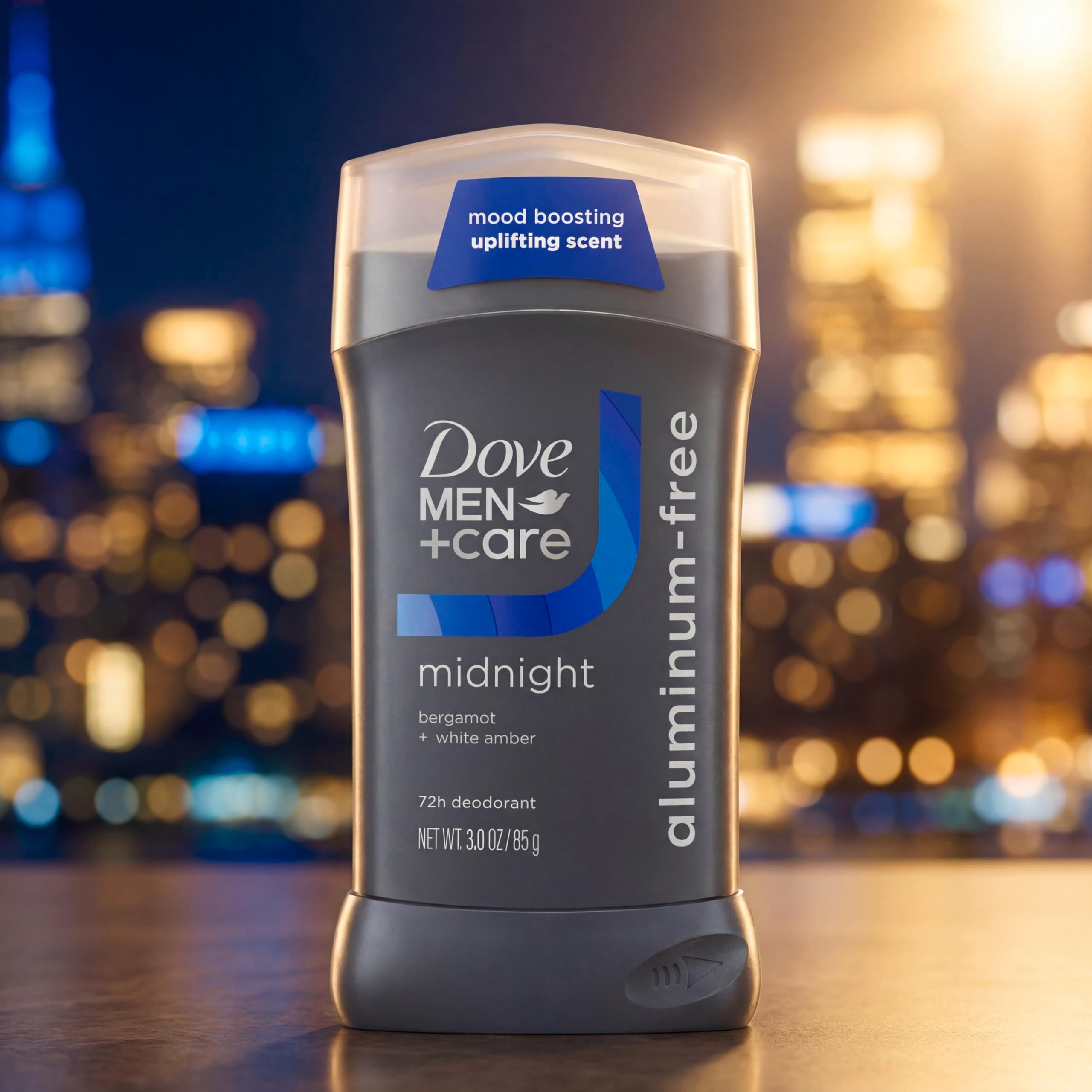 DOVE MEN + CARE Aluminum‑Free Deodorant Stick for Men, Bergamot & White Amber Mood Boosting Scent, 72h Odor Protection, 3 oz