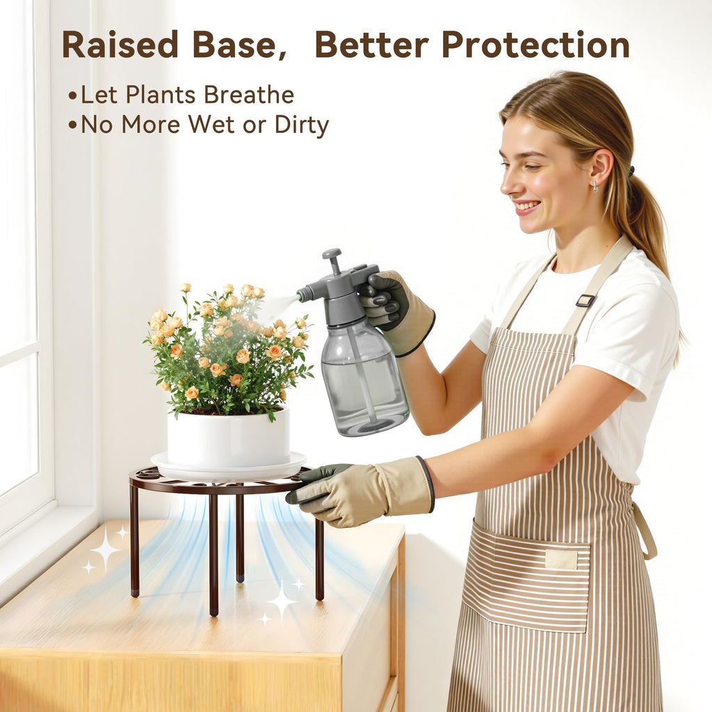 bussdis 1 PCS Plant Stand,-Heavy Duty Metal Stand Decorates Plants, Anti-Rust Flower Pot Stand, Round Plant Rack for Room Indoor and Outdoor Courtyard,Gardens, Brown.