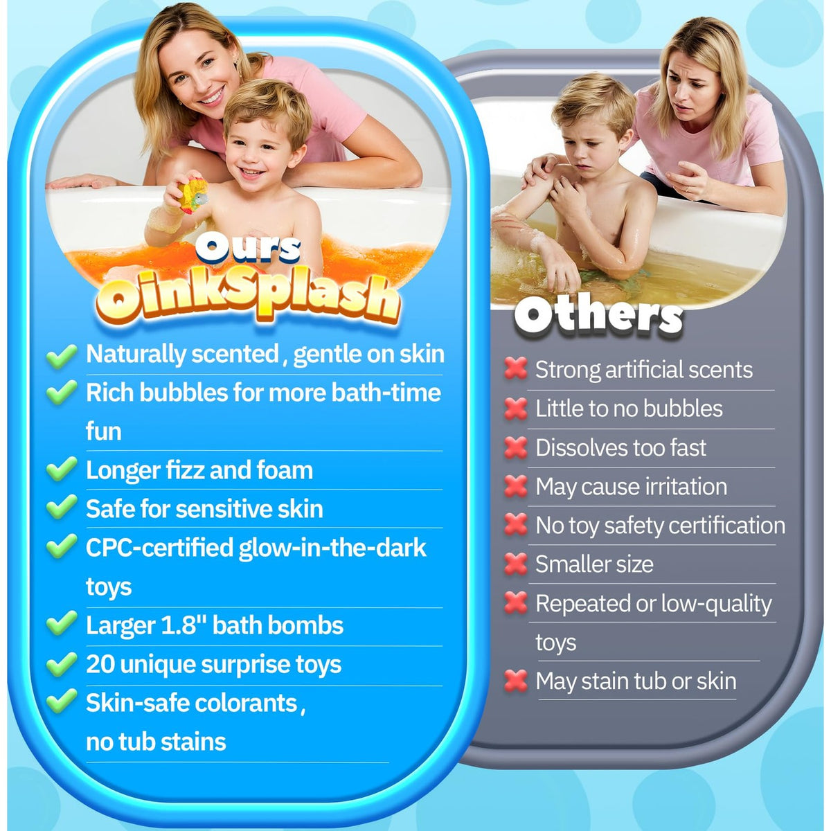 20 Pack Organic Bath Bombs for Kids with Glow-in-The-Dark Toys Inside