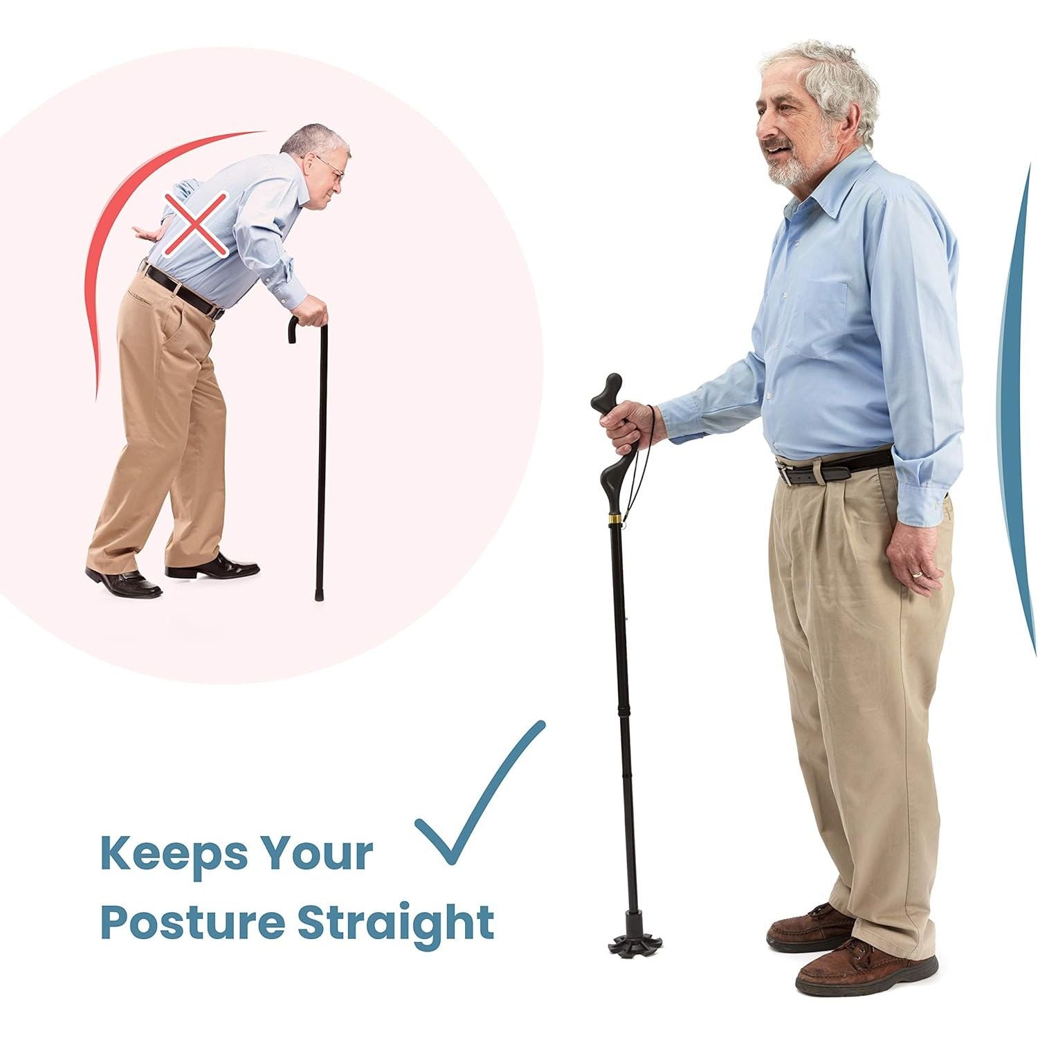 Buy now Walking Cane for Men and Women - Special Balancing Stick With 10 Adjustable Heights - Self Standing, Folding, Portable, Collapsible, and Comfortable at indiglob india