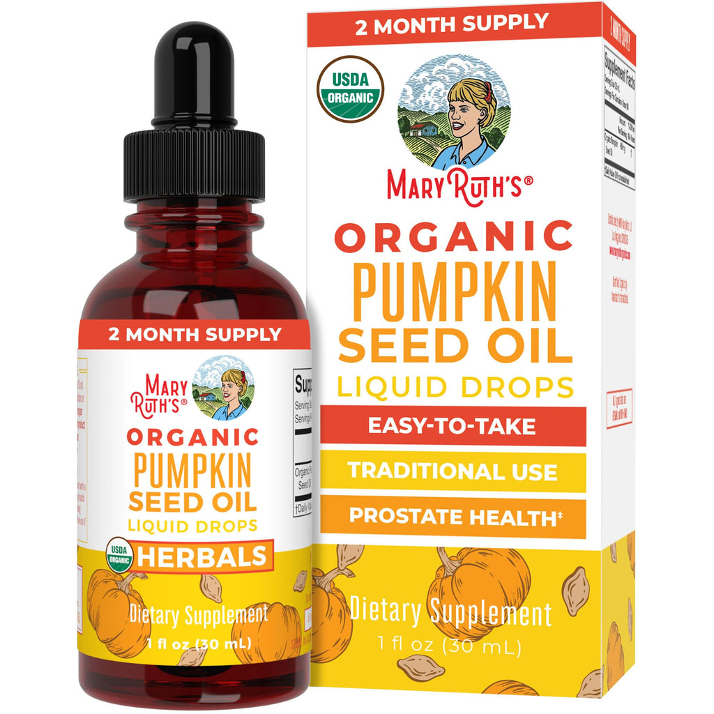 MARYRUTH'S Organic Pumpkin Seed Oil Cold Pressed, Sugar Free, 60 Servings | 2 Month Supply, USDA Organic Liquid Drops, Urinary Health in Men, Sugar Free, Vegan, Non-GMO