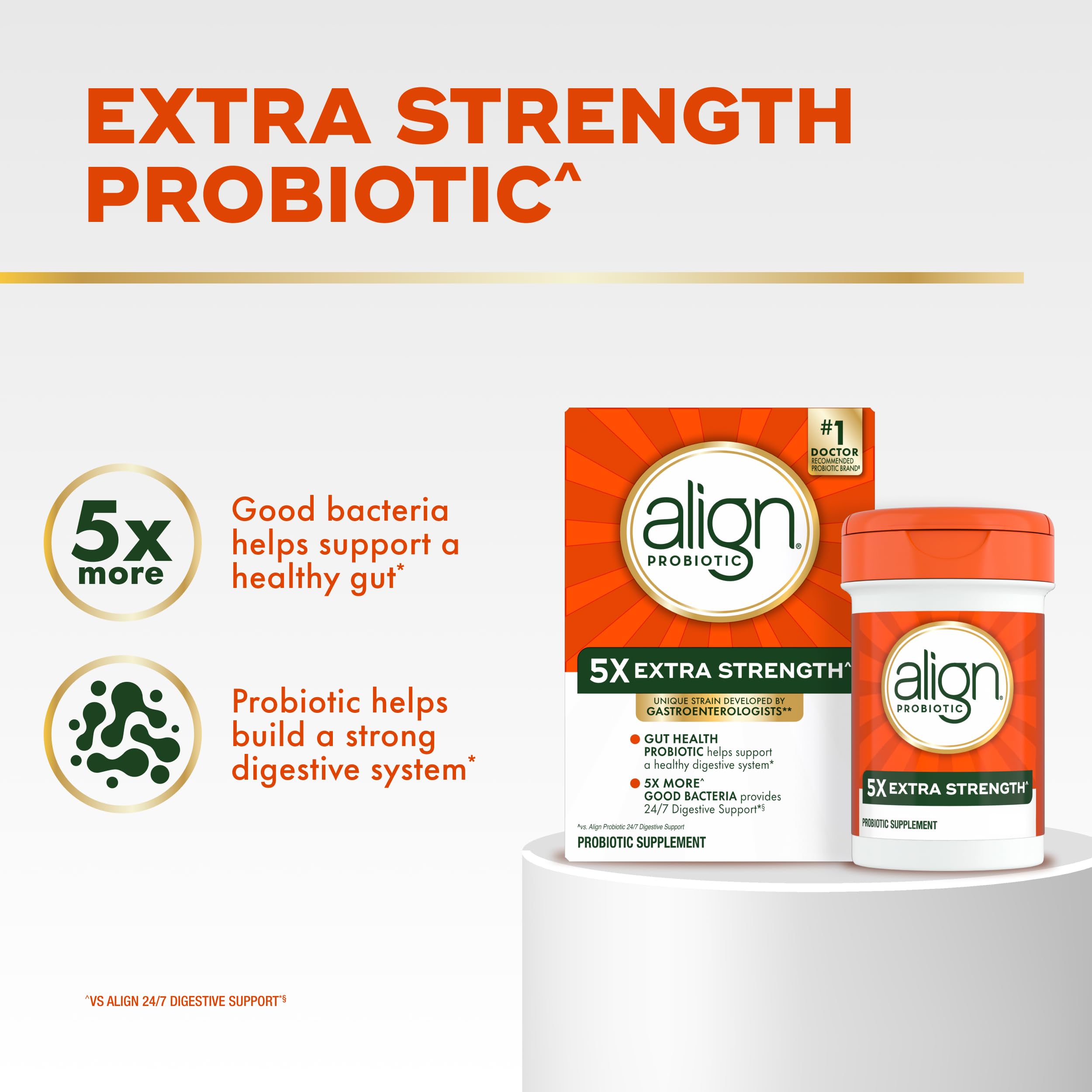 Align Probiotic, Extra Strength, Probiotics for Women and Men, Probiotics for Men, Probiotic Capsules have 5X CFUs, 42 Capsules