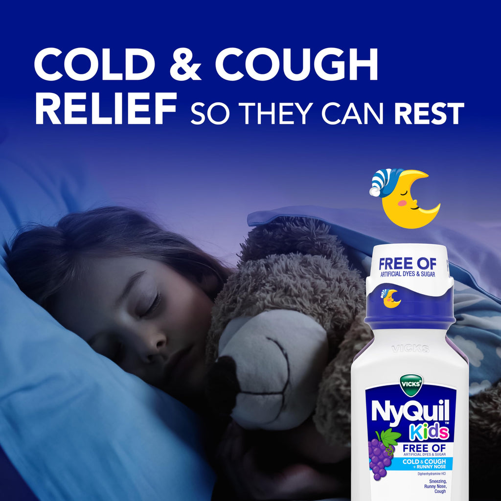 Buy now VICKS Kids DayQuil & NyQuil Cold & Cough Relief Liquid Co-Pack, Free of Artificial Dyes & Sugar, Multi-Symptom Relief of Cough, Sneezing, Runny Nose, Mucus, and Chest Congestion, for Ages 6+, 2x6oz at indiglob india