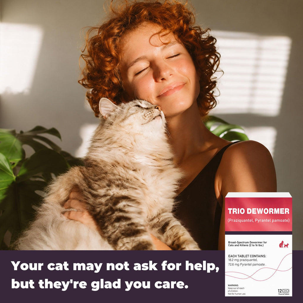 Broad-Spectrum Dewormer for Cats & Dogs | Praziquantel + Pyrantel Pamoate | Controls Tapeworms, Roundworms & Hookworms | 12 Flavored Tablets