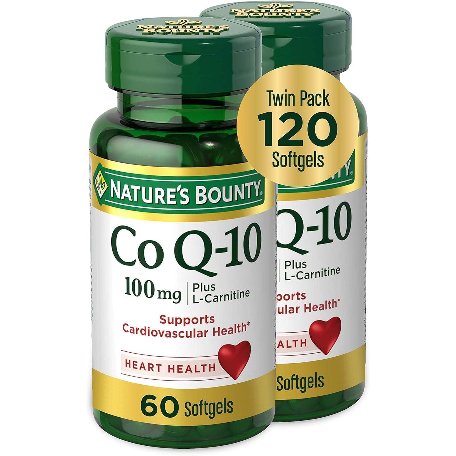 Buy now Nature's Bounty CoQ10, Supports Heart Health, 100mg Plus L-Carnitine, 60 Softgels 120 Count (Pack of 1) 100 mg at indiglob india