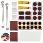Bike Inner Tire Patch Repair Kit, with 24 PCS Vulcanizing Patches, Portable Storage Box, Metal Rasp and 2 Premium Metal Tire Levers - Also for Road Mountain Bicycle Travel