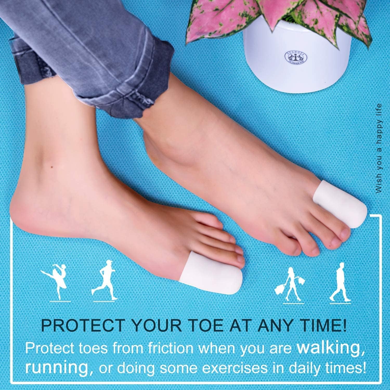 Buy now Bukihome 12 PCS Toe Protectors, Silicone Toe Caps to Cushion Toe Blister, Corn, Callus, Hammer Toes,Great for Running, Walking, Stop Toe Pain (White,Multi-Size) at indiglob india