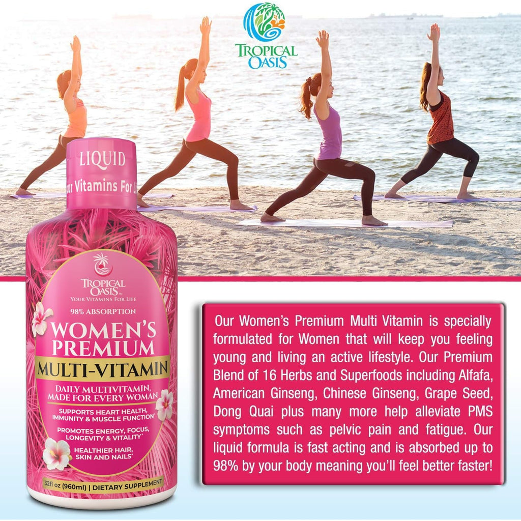 Premium Liquid Multivitamin for Women | Sugar Free Women’s Multivitamin | 100+ Vitamins, Minerals & Herbs Promote Anti-Aging, Heart, Brain & Bone Health |98% Absorption Rate | Non-GMO | 32 Serv