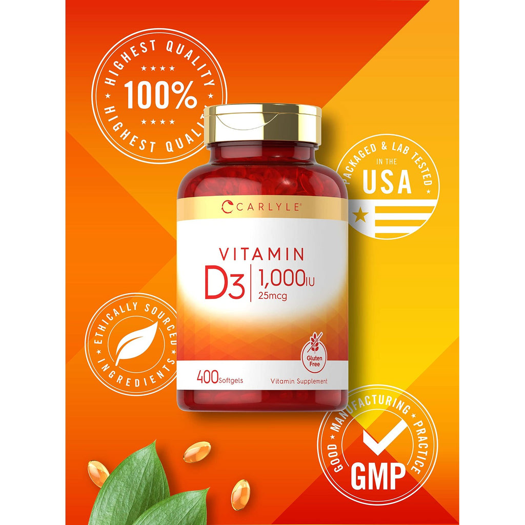 Carlyle Vitamin D3 1000IU | 25 mcg | 400 Softgels | High Potency