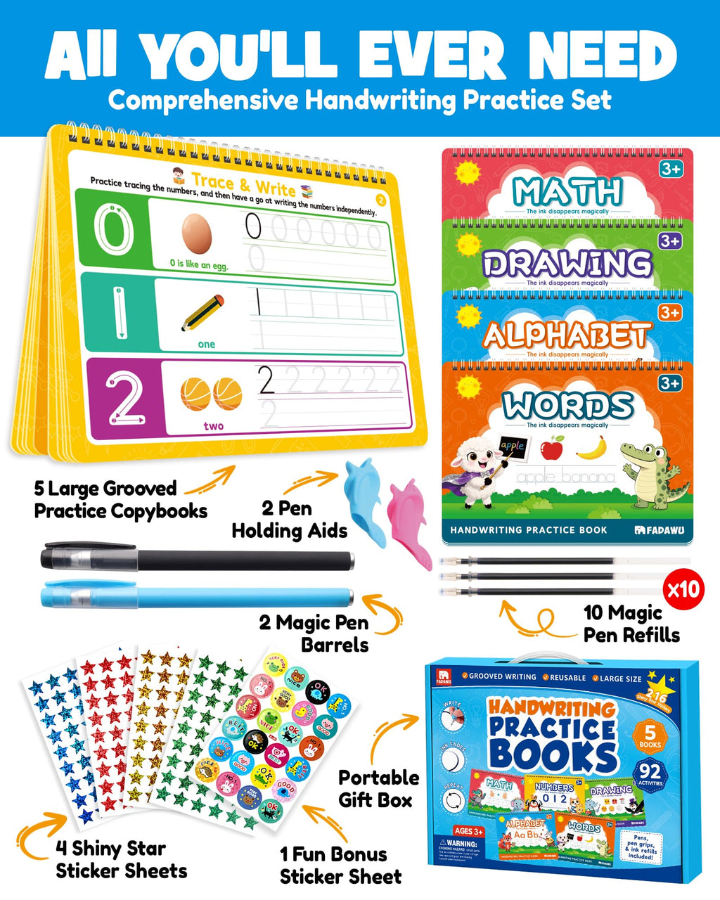 Magic Grooved Writing Practice Books for Kids Learn to Write Letter