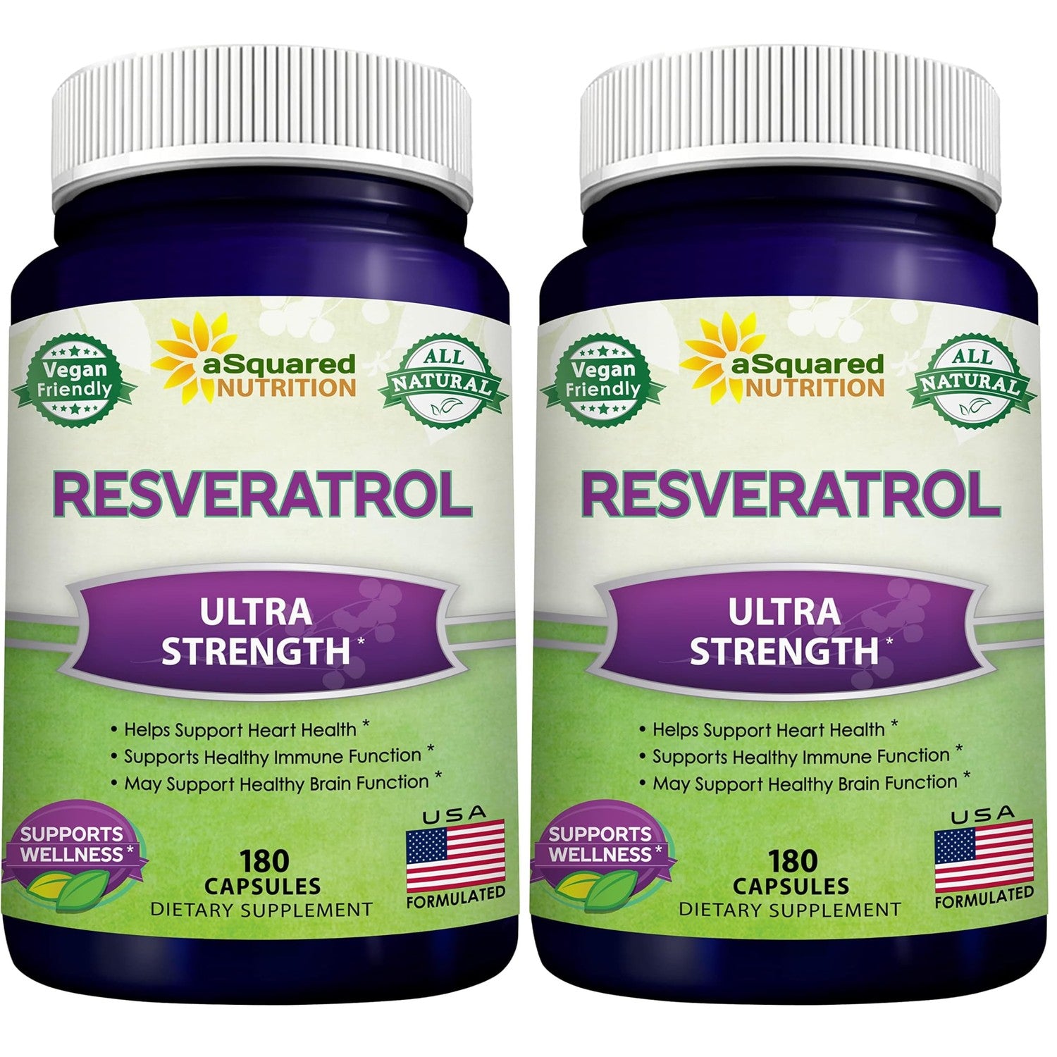 100% Natural Resveratrol Supplement - 1000mg Per Serving - 180 Capsules | Max Strength Antioxidant Polyphenols Complex - Trans-Resveratrol Pills for Heart Health - Pure Formula - 500mg Per Capsule