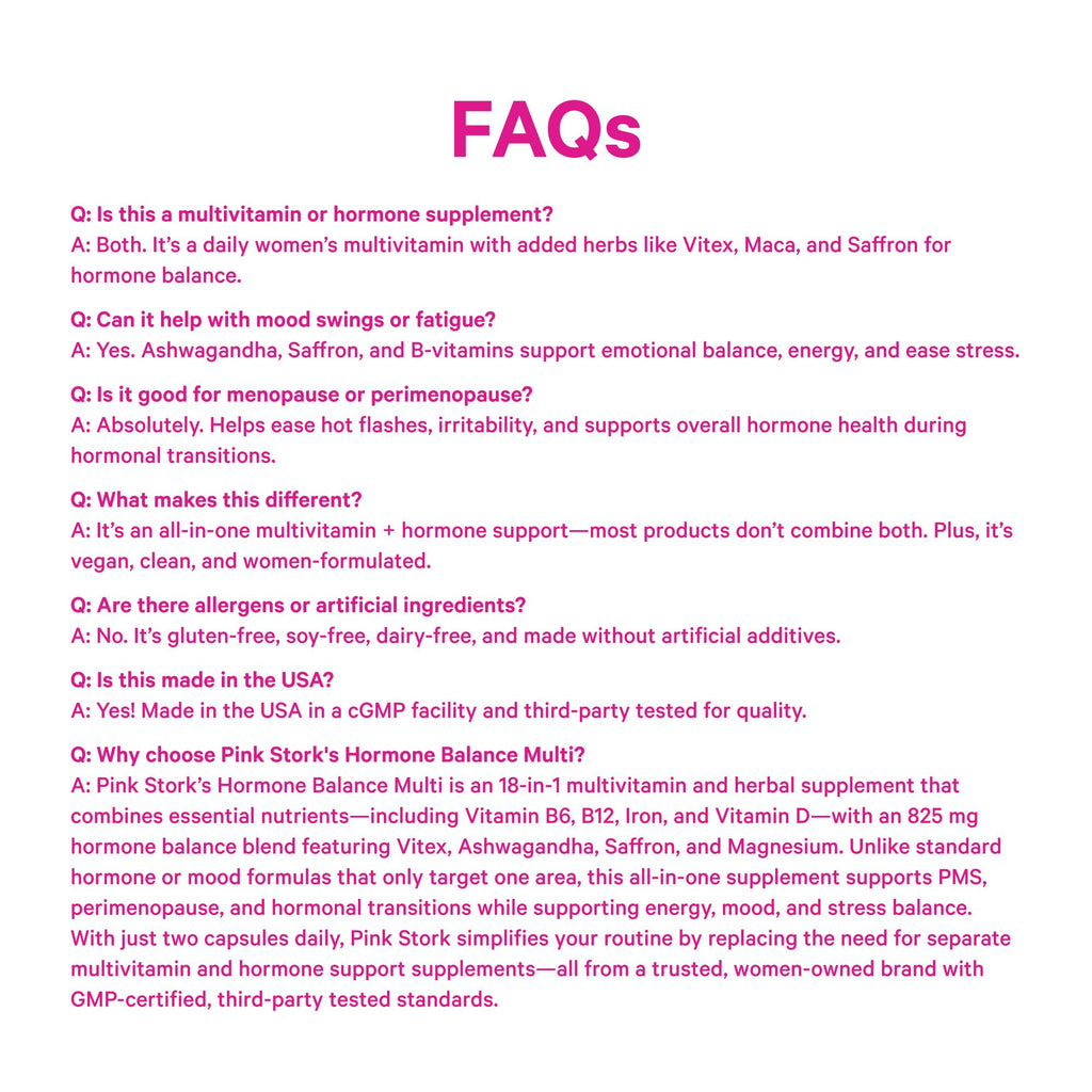 Pink Stork Hormone Balance Multivitamin for Women, 60 Vegan Capsules