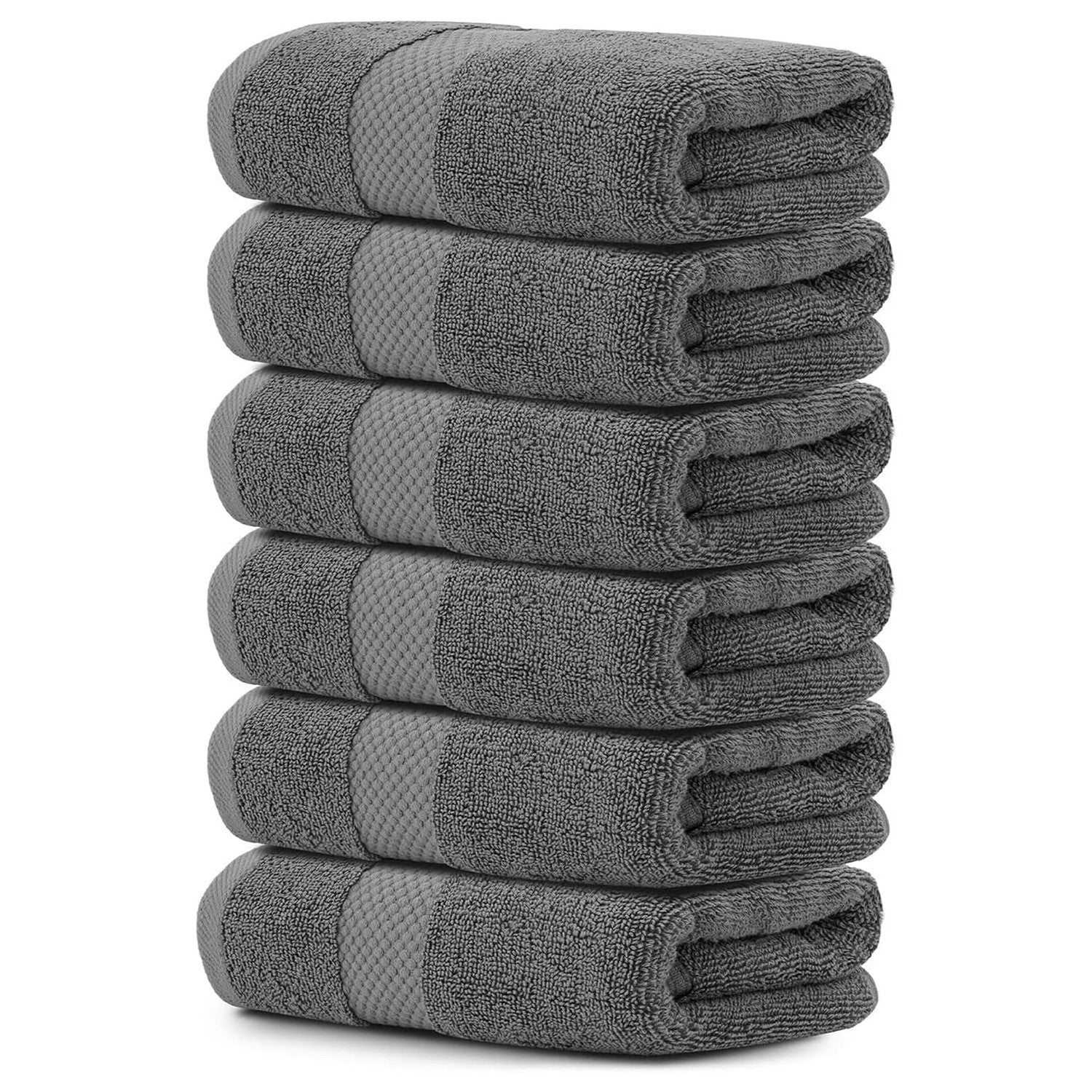 Buy now Luxury White Hand Towels - Soft 100% Turkish Cotton | Highly Absorbent Hotel spa Bathroom Towel Collection | 16x30 Inch | Set of 6 03: Dark Gray at indiglob india