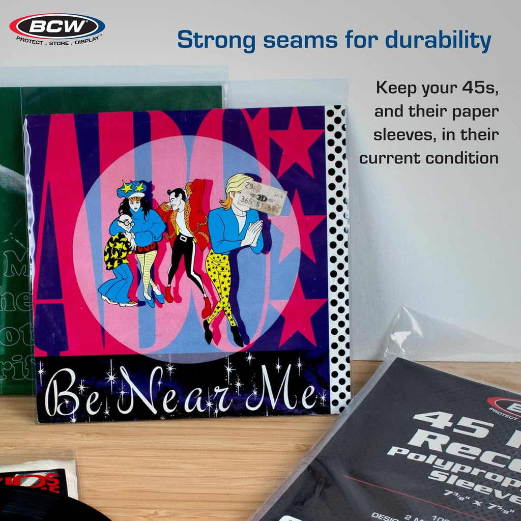 Buy now BCW 45 RPM Record Sleeves - 100 Count | Fits Standard 7 Inch Single 45s | Snug-Fit 2 Mil Polypropylene Outer Sleeves | Archival Plastic Covers for Vinyl Record Storage and Protection at indiglob india