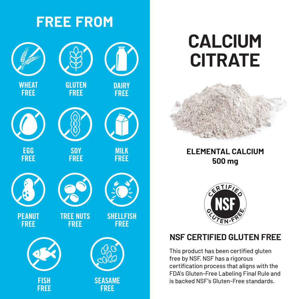 NatureWise Calcium Citrate 500mg Capsules - Supplement for Bone Health - Easy to Digest & Absorb - Vegan, Non-GMO, Gluten-Free - 90 Count[30-Day Supply]
