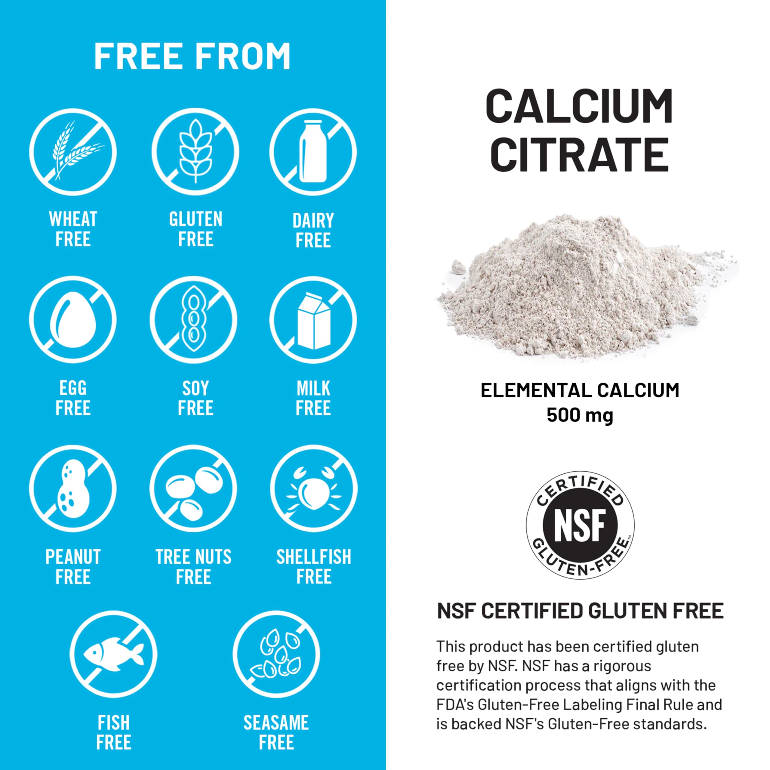 NatureWise Calcium Citrate 500mg Capsules - Supplement for Bone Health - Easy to Digest & Absorb - Vegan, Non-GMO, Gluten-Free - 90 Count[30-Day Supply]
