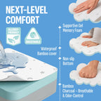 Pack n Play Mattresses (38"x26"x1.5") Bamboo Cover,Breathable,%100 Waterproof,Non-Toxic,Washable I Dual-Sided Gel Memory Foam I Toddler&Baby Pack and Play Mattress Pad Fits Playard&Playpen