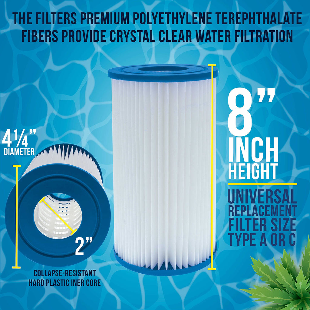 U.S. Pool Supply Universal Replacement Filter Cartridges, Type A or C, 4 Pk