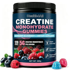 Health4All Creatine Monohydrate Gummies 5g for Men & Women, Creatine Gummy for Strength Energy & Muscle Growth Support Pre-Workout Supplement - Raspberry & Blueberry 120 Gummy