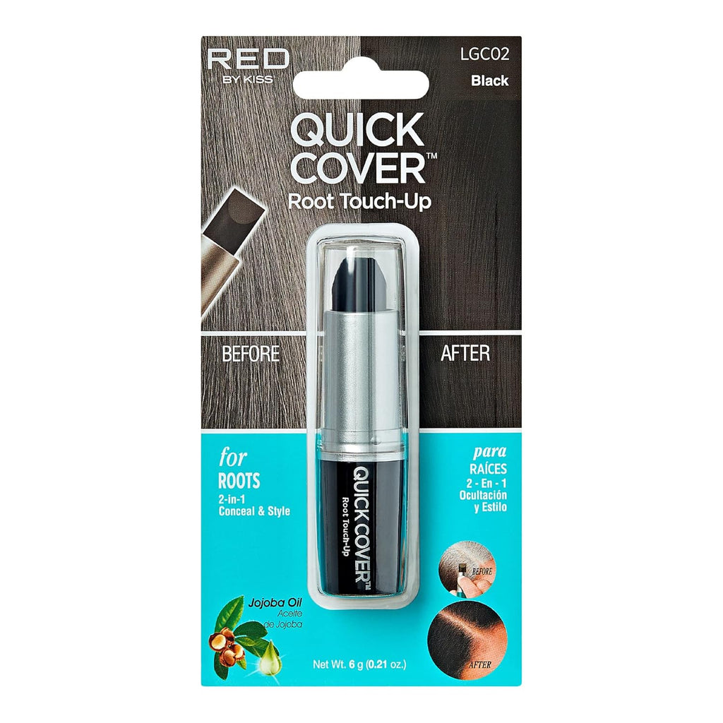 Buy now RED by Kiss Quick Cover Root Touch Up Stick, Water-Resistant Temporary Gray Hair Concealer with Brush for Roots and Beard, Long-Lasting Coverage, Easy Application (1 Pack, Black) Default at indiglob india