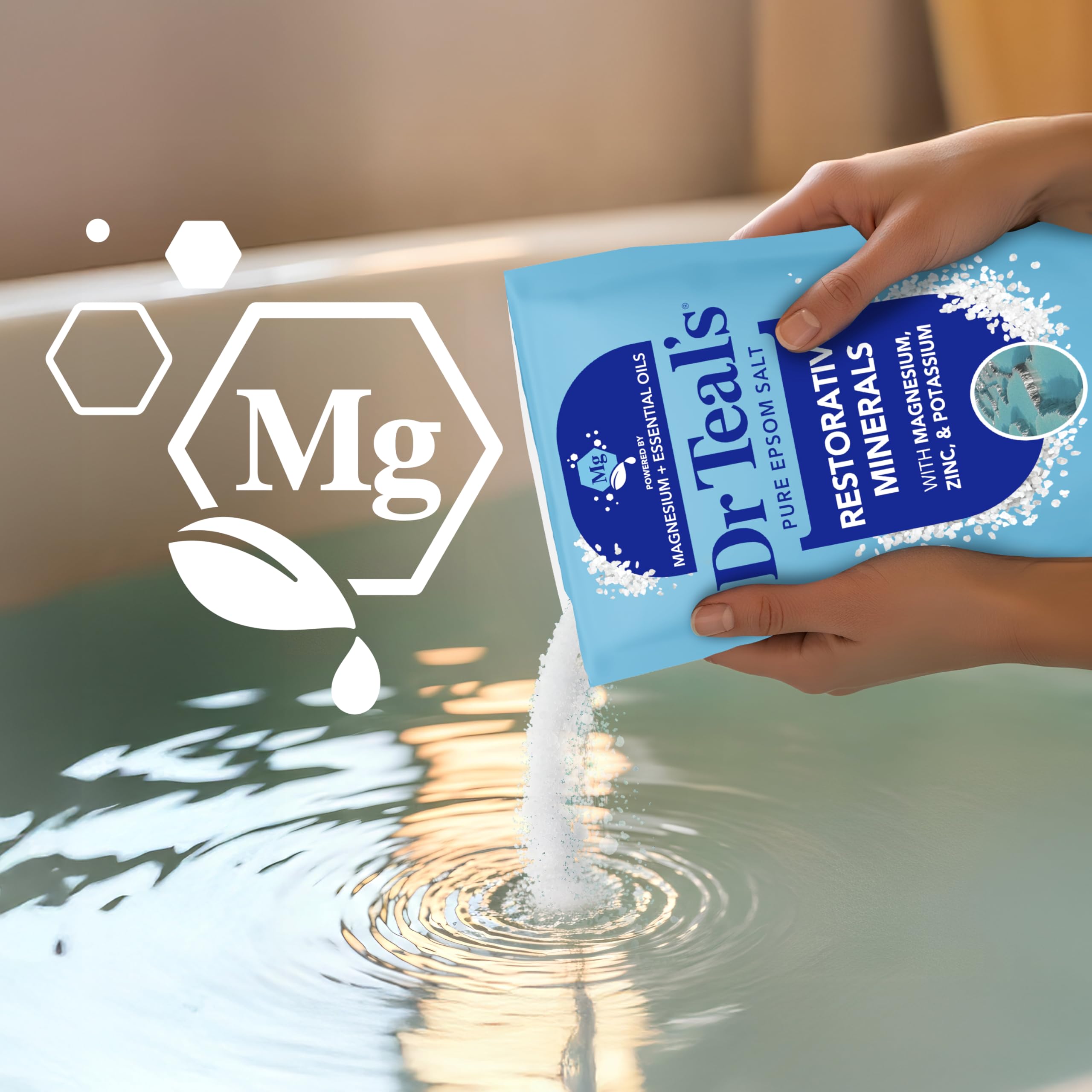 Dr Teal's Epsom Salt Magnesium Soak, Restorative Minerals with Magnesium, Potassium & Zinc, 3 lbs