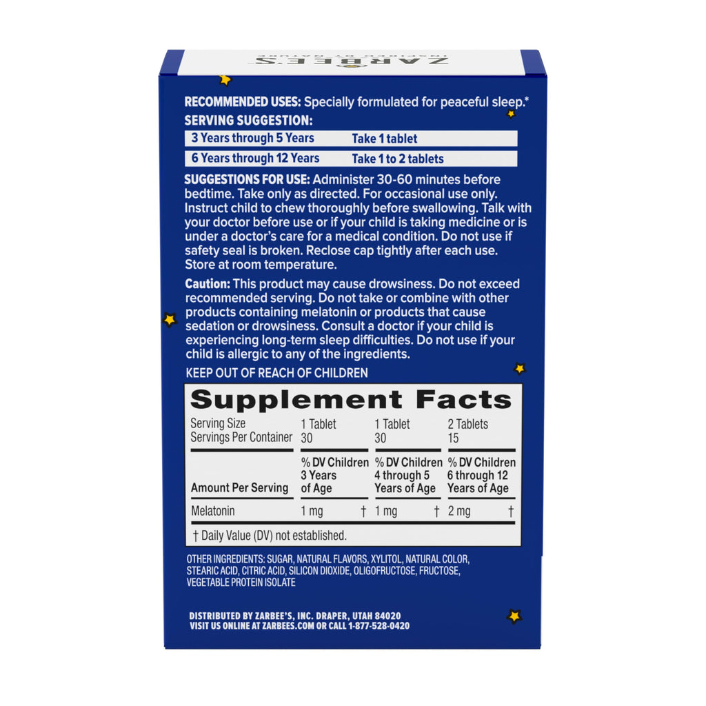 Buy now Zarbee's Kids 1mg Melatonin Chewable Tablet, Drug-Free & Effective Sleep Supplement, Easy to Take Natural Grape Flavor Tablets for Children Ages 3 and Up, 30 Count at indiglob india