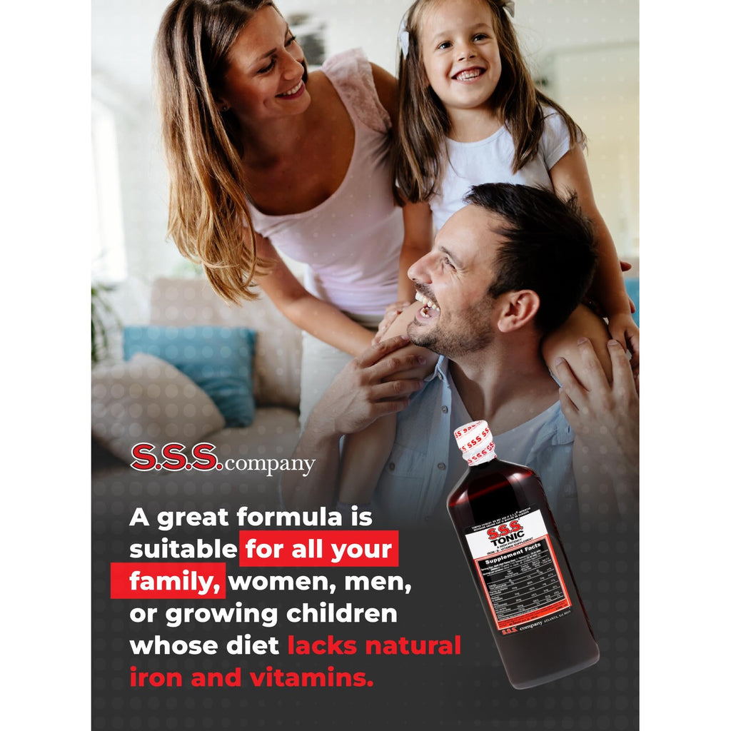 S.S.S. Tonic Liquid Iron & Vitamin B Supplement with B1, B2 & B3, 20 Fl Oz | High-potency, easy-to-take formula for daily energy support; made in USA