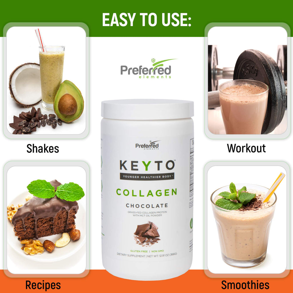 KEYTO Keto Collagen Protein with MCT Oil Powder - Chocolate | Grass Fed Pasture Raised Hydrolyzed Collagen Peptides, Keto, Paleo and Low Carb Friendly