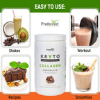 KEYTO Keto Collagen Protein with MCT Oil Powder - Chocolate | Grass Fed Pasture Raised Hydrolyzed Collagen Peptides, Keto, Paleo and Low Carb Friendly