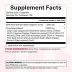 Micro Ingredients Beet Root Capsules 3,000 mg** Per Serving, 300 Capsules | Nitric Oxide Supplement | 7‑in‑1 Beet Root Complex with CoQ10, Black Pepper & Botanical Extracts | Non-GMO